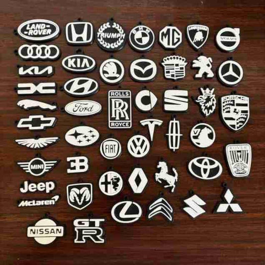 Car Logo Keychain Black & White