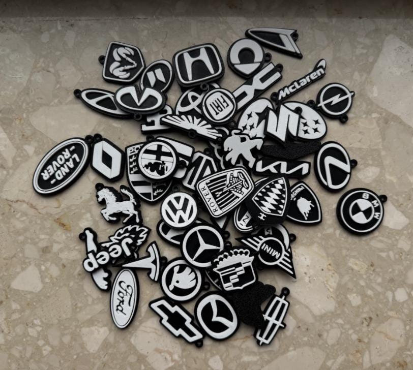 Car Logo Keychain Black & White
