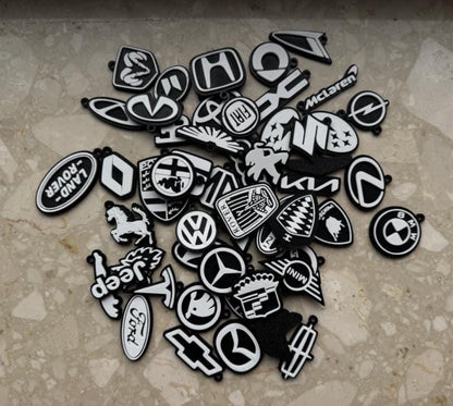 Car Logo Keychain Black & White