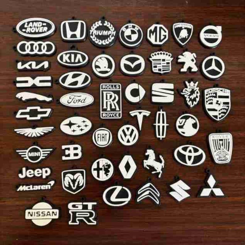 Car Logo Keychain Black & White