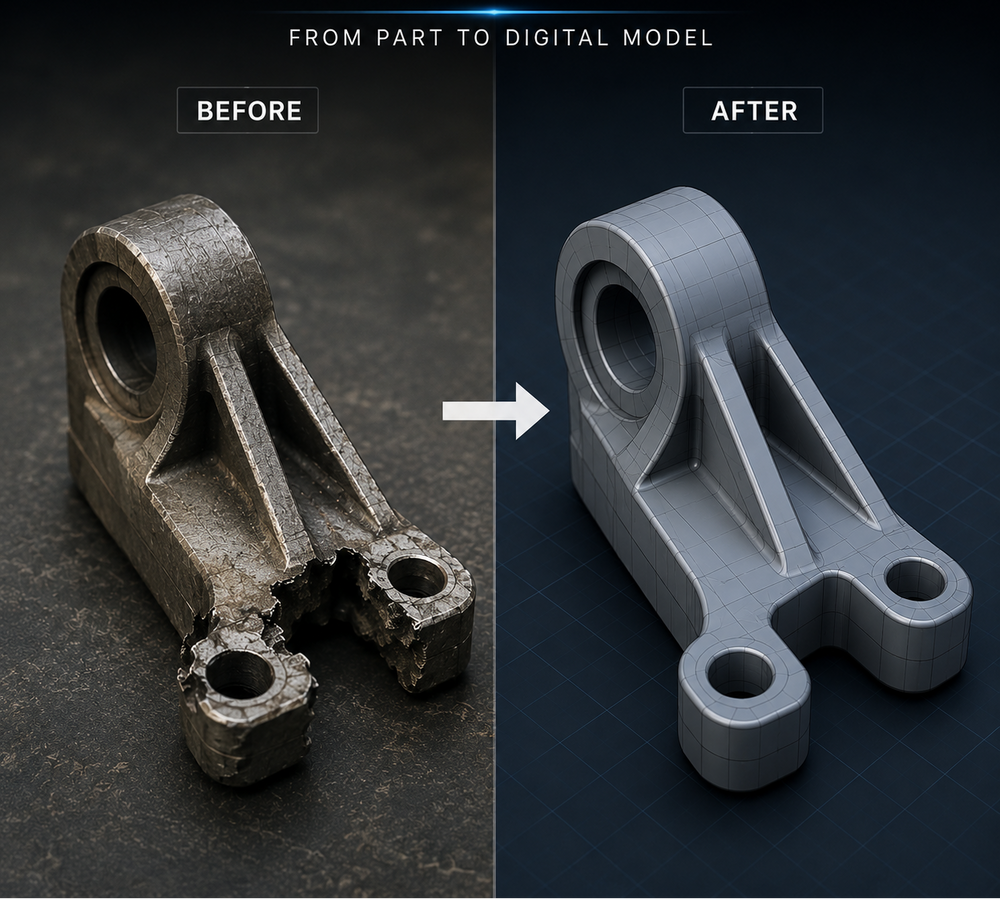 Broken part next to its 3D printed replacement