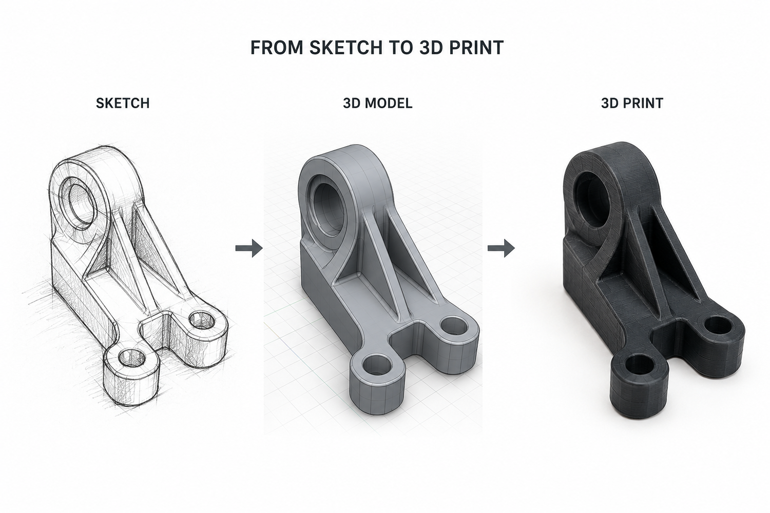 From sketch to 3D printed prototype using custom CAD design and 3D printing services